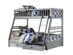 English Elm Jason Gray Twin/Full Bunk Bed with 2 Roll-Out Storage Drawers, Convertible, Pine Frame, 330lb Capacity B2726S00356