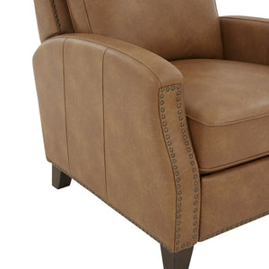English Elm Jack Faux Leather Manual Recliner with Nailhead Trim and Solid Wood Tapered Legs B050P229966