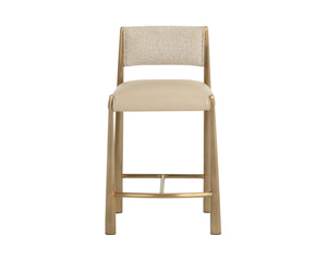 Sunpan BAYARD Counter Stool - Two-Tone Upholstery, Antique Brass Legs, Perfect for Modern Kitchens & Bars 112688