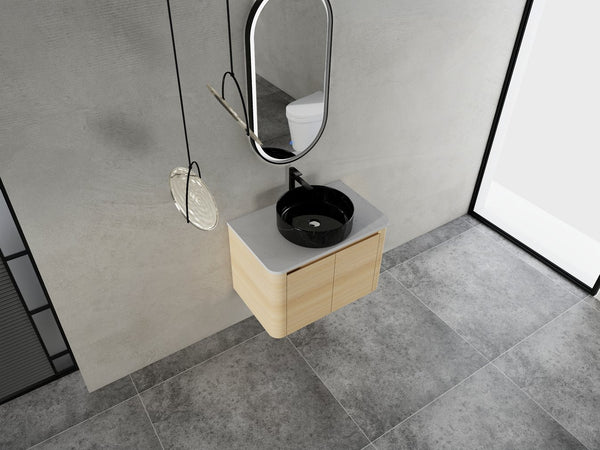 English Elm 30'' Wall-Mounted Bathroom Vanity With Soft-Close Doors, Ceramic Sink & Plywood Frame For Modern Spaces W999S00466
