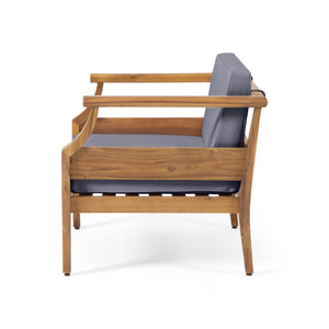 English Elm Aston Outdoor Mid-century Acacia Wood 4 Piece Patio Chat Set with Teak Finish 68589.00DGRY
