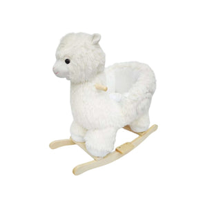 English Elm Kids Alpaca Plush Rocking Toy with Lullaby Sounds Jingle Bells and Safety Belt W3723P374144