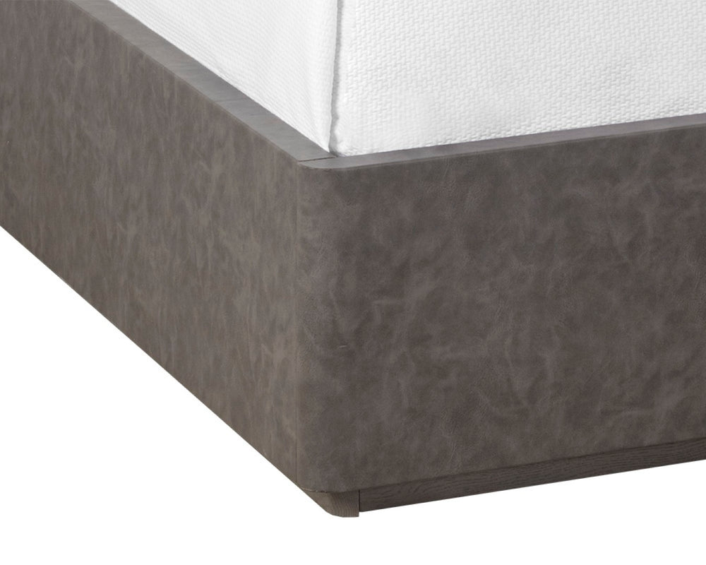 Sunpan ALTMAN Bed - King Size Modern Design with Faux Leather Headboard & Durable Oak Frame for Elegance 106805