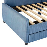 English Elm Twin Size L-Shaped Corduroy Daybed,Upholstered Bed Frame With 2 Storage Drawers,Blue