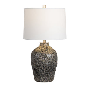 Crestview Collection 27.5"H Elegant Blue Gray Textured Ceramic Table Lamp With Modern Shade For Stylish Ambiance   Cvap3283