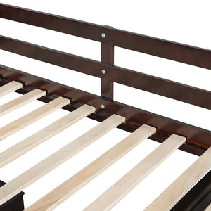 English Elm Twin Loft Bed with Built-in Desk Wardrobe and Drawers Solid Pine Space Saver Espresso LT000301AAP-2