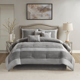 Madison Park Dax Transitional 7 Piece Microsuede Comforter Set MP10-7668 Gray