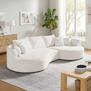 English Elm Curved Boucle Sectional Sofa – Cloud-Inspired Design For Modern Living, Comfort, And Style W876S00301