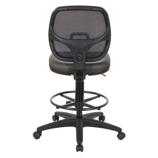 OSP Home Furnishings Deluxe Ergonomic Drafting Chair with Mesh Back Dillon Fabric Seat and Adjustable Footring Dillon Graphite DC2990V-R111