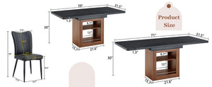 English Elm Expandable Dining Set with Six Pu Leather Chairs Dual Tone Modern Table W1151S04703