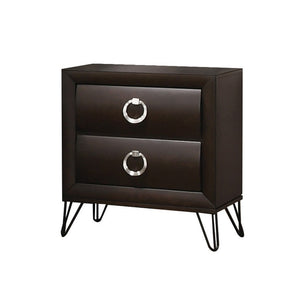 English Elm 2 Drawer Nightstand Curved Front Dovetail Joinery Iron Legs Felt Lined Bedroom B016P256424