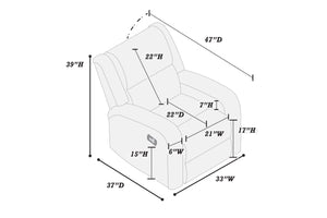 English Elm Single Manual Motion Recliner with Square Arms, Horizontal Tufting & Side Handle for Ultimate Comfort B089P240528