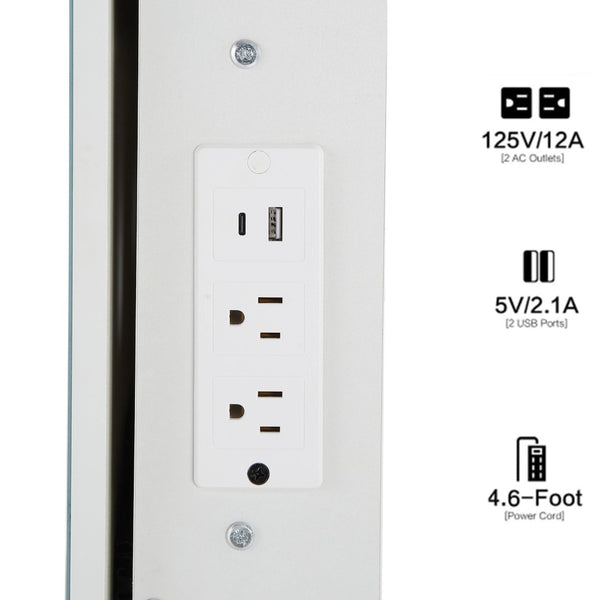 English Elm 29.2" Compact Left Drawer Vanity Set With Led Mirror, Power Station, Stool & Hair Dryer Holder P1 W936P202461-GIGA