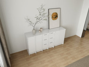 English Elm 72" Modular Freestanding Cabinet Glossy White Plywood Soft Close Bathroom Storage W999S00522