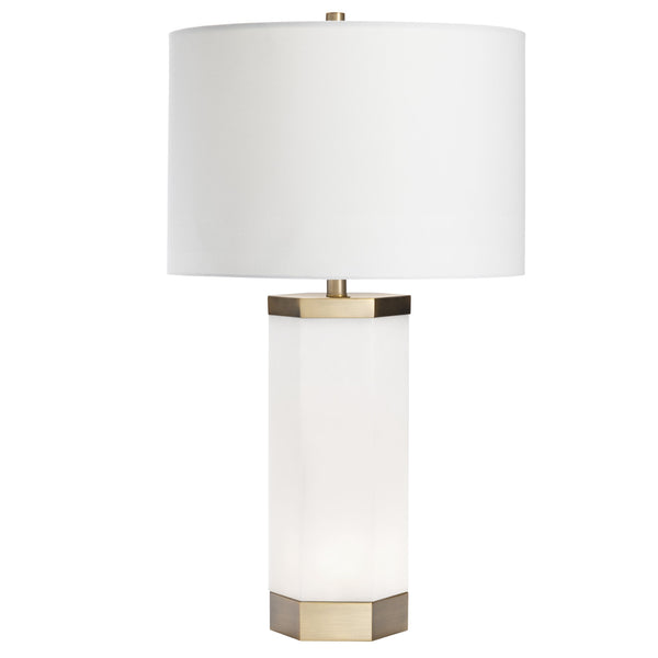 Crestview Collection 30.5"H Morrison Table Lamp - Modern Elegance With Faux Alabaster, Brass Finish, 3-way Socket & Night Light   Cvamb0069a