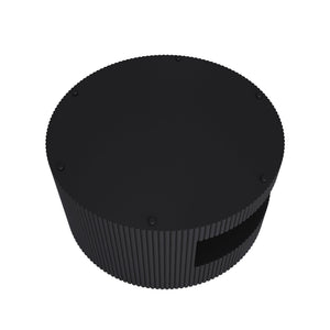 English Elm 31.5'' Round Coffee Table with Hidden Storage and Vertical Stripe Accent, Modern Durable MDF Design Black W757P206007