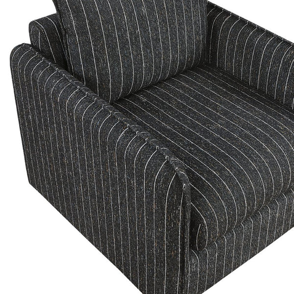 English Elm Contemporary Swivel Accent Chair Striped Plush Upholstery for Modern Living Rooms B011P458632