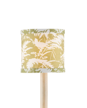 Currey & Company Aviary Drum Chandelier Shade Featuring Birds And Ferns On Citron Green For Stunning Home Decor Yellow Cotton 0900-0055-currey-company