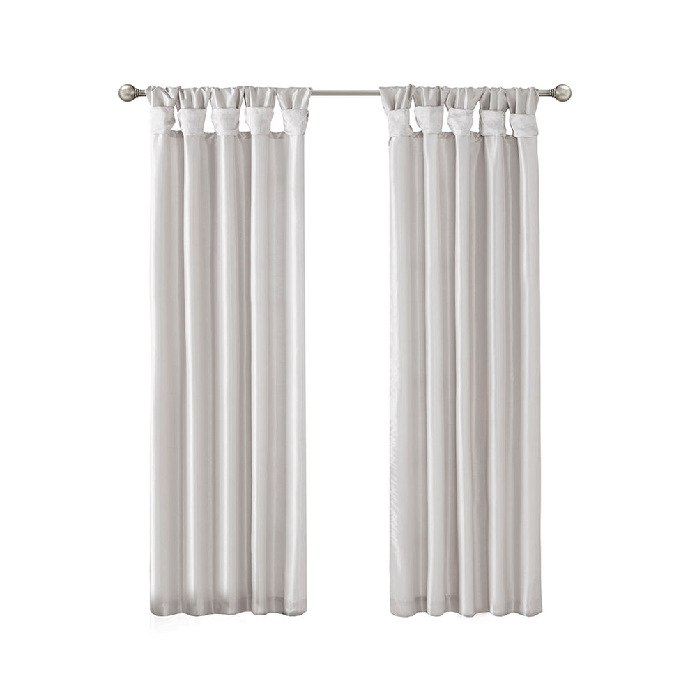 JLA Home Madison Park - Twist Madison Park Emilia Faux Silk Lined Curtain Panel with Twist Tab Top for Luxe Draping and Privacy Silver MP40-6327