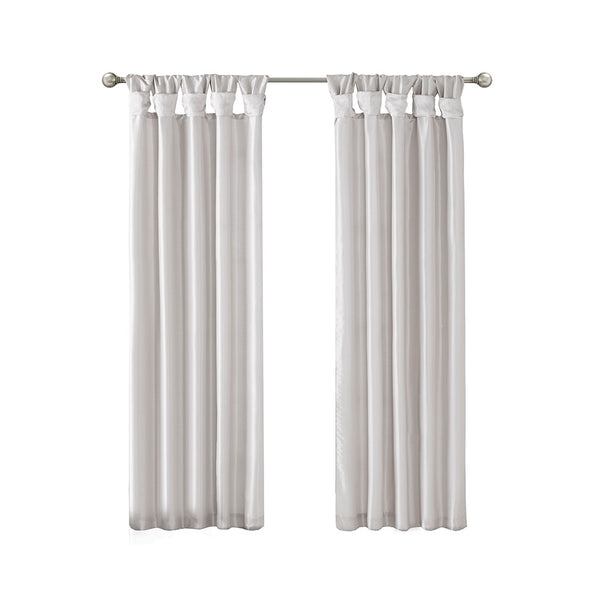JLA Home Madison Park - Twist Madison Park Emilia Faux Silk Lined Curtain Panel with Twist Tab Top for Tailored Elegance Silver MP40-6329