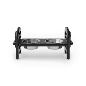 English Elm Beige Collapsible Pet Feeder with Adjustable Height Recycled Poly Lumber Outdoor Ready Black B195P214979
