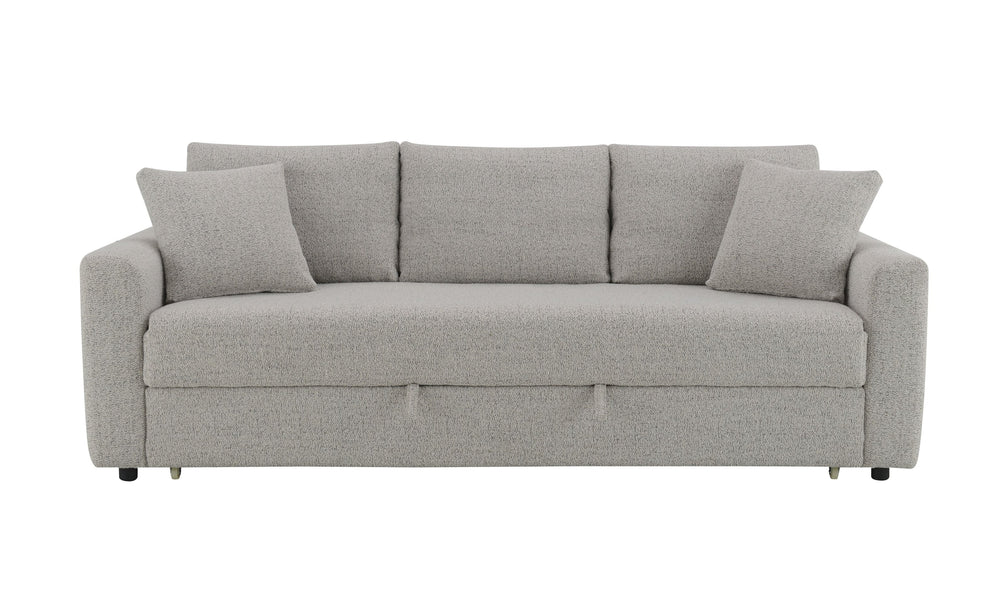 English Elm Connie Beige Boucle Sleeper Sectional Sofa w/ Full Pull-Out Bed, Removable Covers & Plush Foam Comfort B2726P250929
