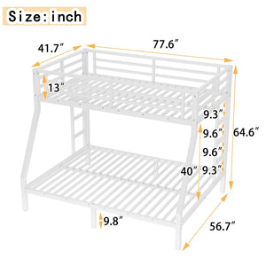 English Elm Metal Twin Over Full Bunk Bed White Steel Frame Space Saving Slat Support for Teens W1580P383994
