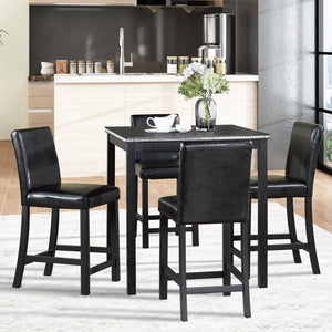 English Elm 5 Piece Counter Height Table Set - Modern Wooden Dining Set With Crystal Accents & Upholstered Chairs W1998S00038