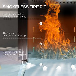 English Elm Outsunny Smokeless Wood Burning Fire Pit Bbq Grill Stainless Steel Outdoor Bonfire W2225P174305