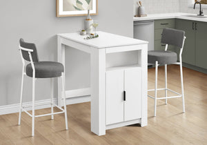 English Elm Dining 48" Counter Height Rectangular Table with Side Storage Cabinet and Open Shelf, Modern Design White 51 L x 27 W x 5 H B2710P286995