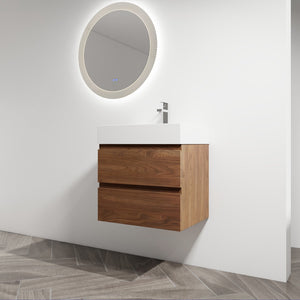 English Elm 24" Wall-Mounted Bathroom Vanity With Stylish Resin Sink & Soft-Close Drawers For Modern Spaces W999S00199