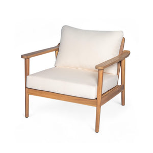 English Elm 30.5" Mid-century Solid Wood Outdoor Lounge Chair with Cushioned Slatted Patio Seat N767P371799T
