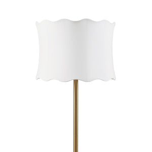 English Elm 1- Piece Fluted Polyester Shade Floor Lamp with Polished Iron Base for Living Rooms B035P482969