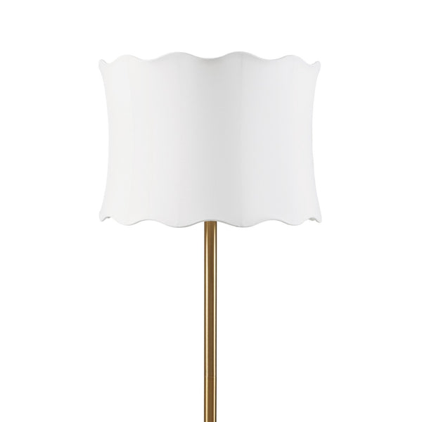 English Elm 1- Piece Fluted Polyester Shade Floor Lamp with Polished Iron Base for Living Rooms B035P482969