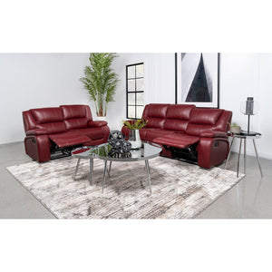 English Elm Elodie Red Faux Leather 2-Piece Reclining Sofa Set with Tufted Cushions, Pillow Arms, Plush Comfort B062S01112