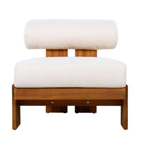 English Elm Patio Acacia Wood Club Chairs Set of 2 with Round Cushions for Outdoor Seating N776P387846B