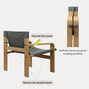English Elm Detachable Oak Accent Chair with Solid Wood Frame, Wide Armrest, Removable Washable Linen Cover DARK GREY W2336P251806