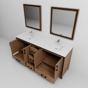 English Elm Rustic Barnwood Double Bath Vanity 80" W x 22" D with Cultured Marble Top, Chrome Faucet & Mirrors B2731S01146
