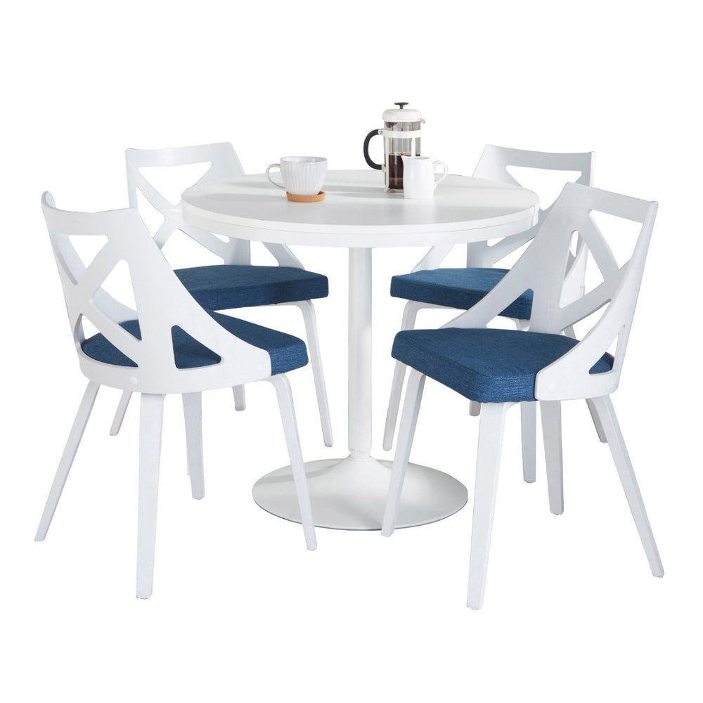English Elm Contemporary 5 Piece Square Bamboo Dining Set with Steel Base and Grey Cushioned Chairs B202S01485