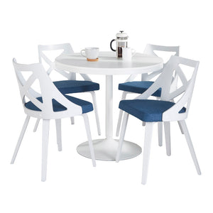 English Elm Contemporary 5 Piece Square Bamboo Dining Set with Steel Base and Grey Cushioned Chairs B202S01485