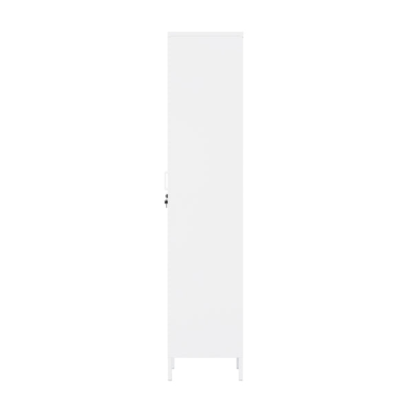 English Elm Naomi 15" Metal Storage Cabinet with Lockable Vent Door, 4 Adjustable Shelves, Slim Steel Design White B365P397850