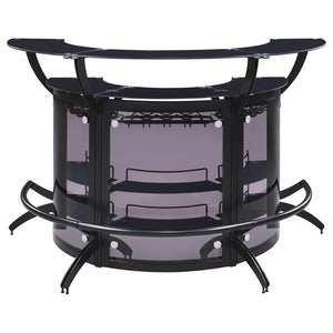 English Elm Elaina Curved Freestanding Home Bar with Smoked Acrylic Panels and Stemware Rack B062S01725