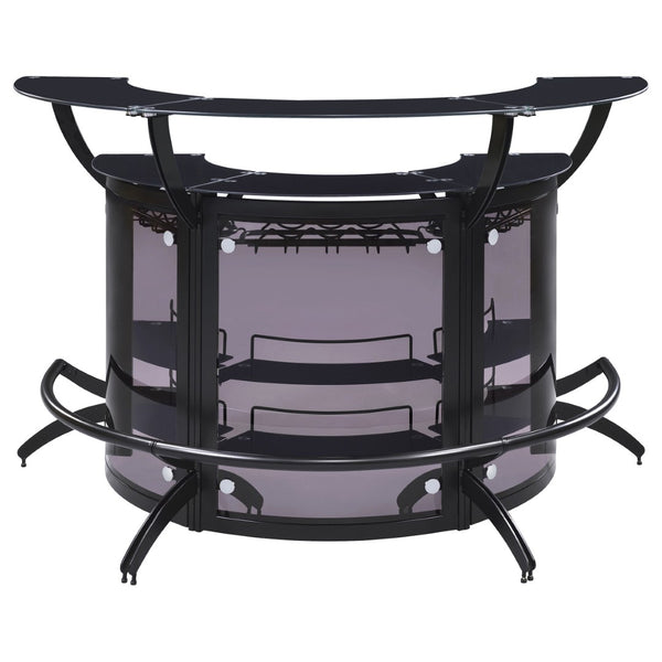 English Elm Elaina Curved Freestanding Home Bar with Smoked Acrylic Panels and Stemware Rack B062S01725