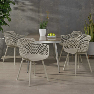 English Elm Poppy Outdoor Dining Chairs Set of 2 Diamond Mesh Geometric Modern Patio Seating Camel N776P414399C