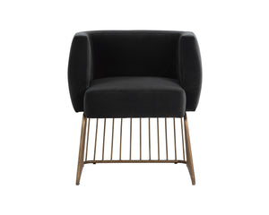 Sunpan Gala Dining Armchair - Rustic Modern Design with Comfortable Seat and Antique Brass Base for Any Space Shadow Grey