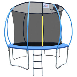 English Elm Double Fish 10ft Outdoor Foldable Trampoline 400 Lb Capacity Basketball Hoop Safety Net W3087P251068