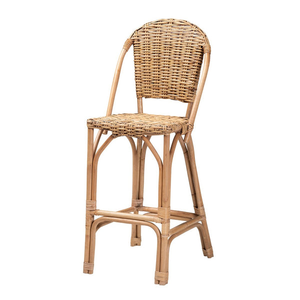 English Elm Modern Woven Rattan Barstool with Openwork Back for Kitchen Island or Home Bar B2750P470067