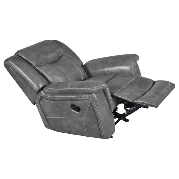 English Elm Encino Light Grey Upholstered Glider Recliner with Padded Arms, Leatherette Comfort & Modern Elegance B062P331086