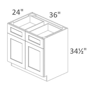 English Elm 36" White Shaker Base Cabinet Solid Wood Soft Close Doors Drawer Kitchen Bath T2950P361484