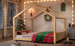 English Elm Queen House Frame Floor Bed Solid Pine Montessori Low Profile Kids Bedroom Natural W1580P387849